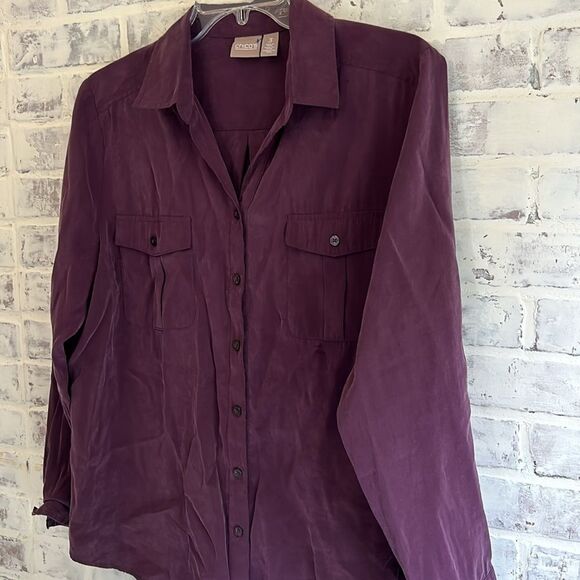 Chicos Women’s Size 3 (XL, 16) Long Sleeve Button Down Shirt Blouse Purple - Picture 2 of 5